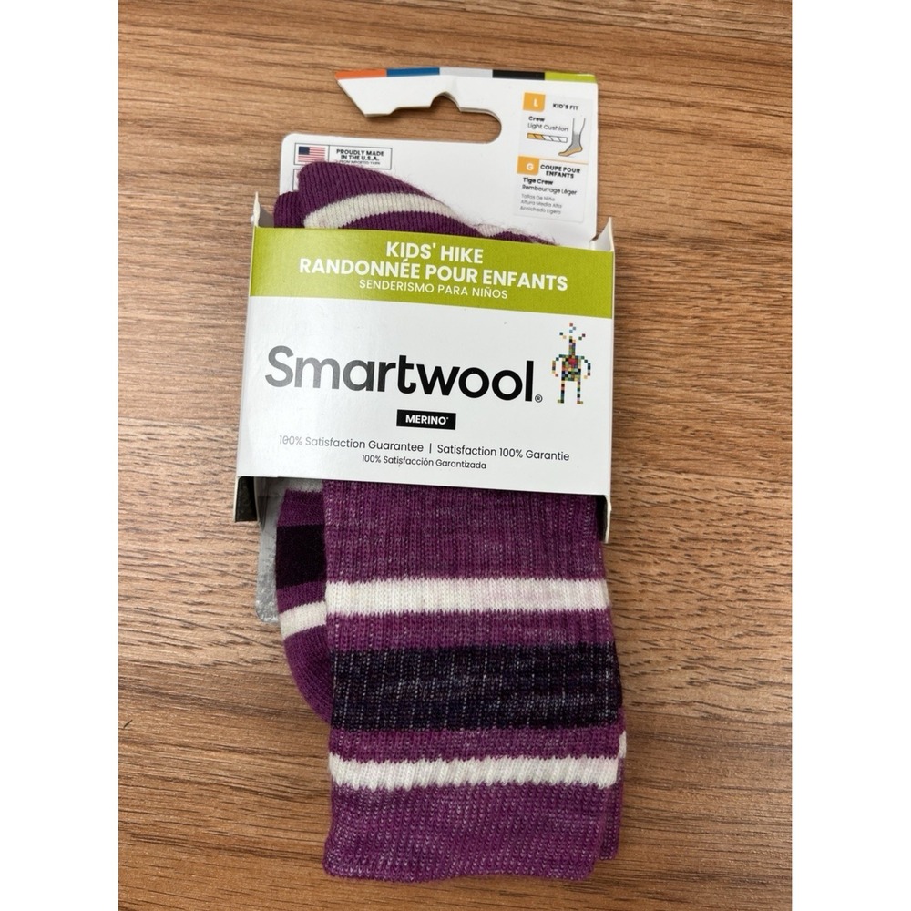 Smartwool Kids‎ Hike Light Cushion Crew Socks Size Large (3-6) Merino Wool NEW